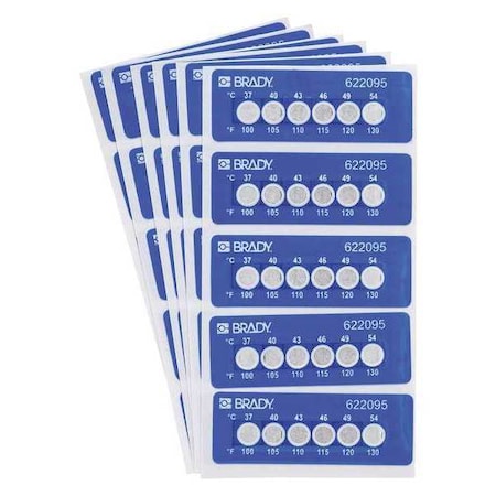 Brady 2.205" x 0.787" Temperature-Indicating Labels, Pk30 TIL-6-37C/100F