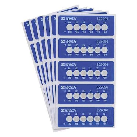 Brady 2.205" x 0.787" Temperature-Indicating Labels, Pk30 TIL-6-60C/140F