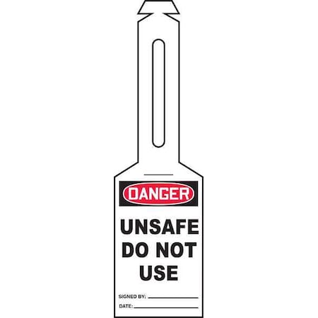 Accuform Loop n Strap Danger Tag, General Safety, Plastic, 5 1/4 in H x 3 1/4 in W, White, Rectangle, 25 PK TAL310