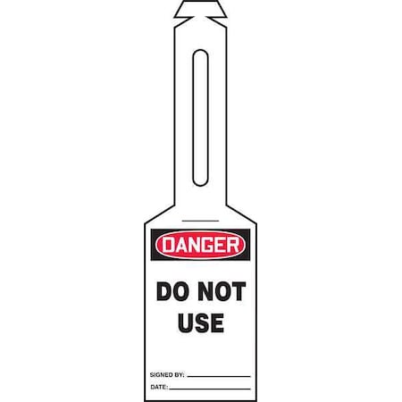 Accuform Loop n Strap Danger Tag, General Safety, Plastic, 5 1/4 in H x 3 1/4 in W, White, Rectangle, 25 PK TAL306