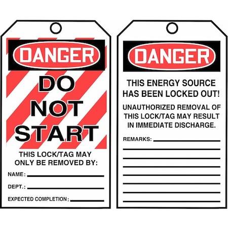 Accuform Danger Tag By The Roll, Danger, Cardstock, 3" Width, 6-1/4" Height, Write On Surface: Yes , 100 PK TAR408