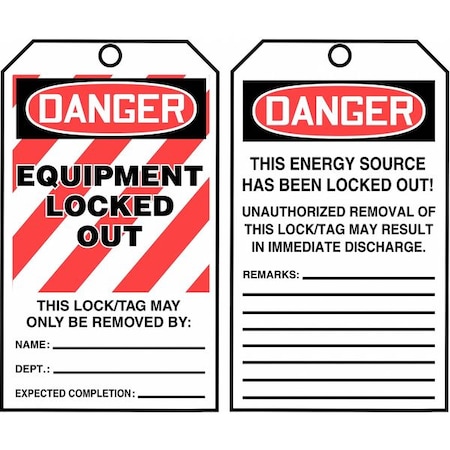 Accuform Danger Tag By The Roll, Cardstock, 6-1/4" H x 3" W, 100 PK TAR410