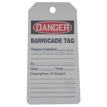 Zoro Select Danger Tag By The Roll, Lockout Tagout, Cardstock, 6 1/4 in H x 3 in W, White, Rectangle, 250 PK 43Z239