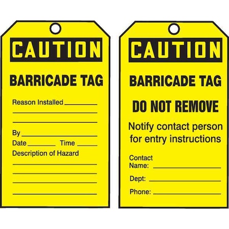 Accuform Caution Tag By The Roll, Status Alert, Cardstock, 6 1/4 in H x 3 in W, Yellow, Rectangle, 250 PK TAR160