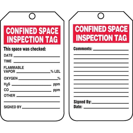 Accuform Tag, Forklift, Plastic, 5 3/4 in H x 3 1/4 in W, White, Rectangle, 25 PK TCS321PTP