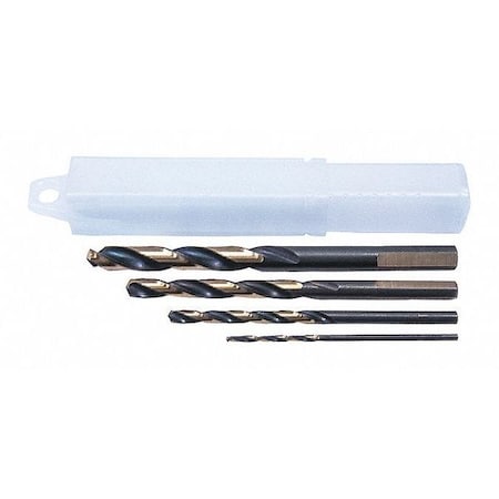 Cle-Line 4PC 135 Degree Heavy-Duty Mechanics Length Drill Set Cle-Line 1875R Black & Gold HSS 1/16-1/4 C22310