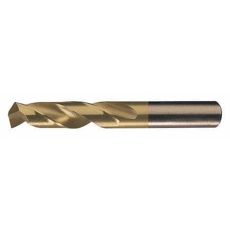 CHICAGO-LATROBE Screw Machine Drill Bit, 1/2 in Size, 135  Degrees Point Angle, Cobalt, TiN Finish, Straight Shank 51829