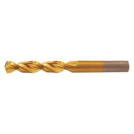 CLEVELAND Screw Machine Drill Bit, 3/8 in Size, 135  Degrees Point Angle, Cobalt, TiN Finish, Straight Shank C14341