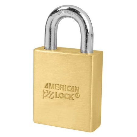 American Lock Padlock, Coreless, Standard Shackle, Rectangular Brass Body, Boron Shackle, 3/4 in W A3900SWO