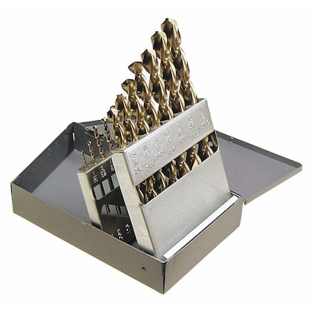 Cleveland 15PC Q-Cobalt Wide Land Parabolic Jobber Dril Set Cleveland 2075 Straw HSS-CO RHS/RHC 1/16-1/2x1/32 C00901