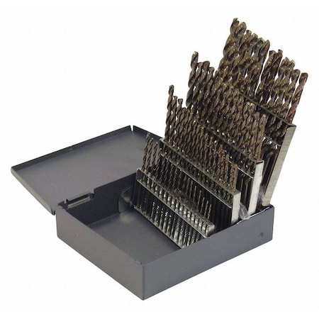 Cleveland 60PC NAS907 Type J Heavy-Duty Cobalt Jobber Length Drill Set Cleveland 2213 Straw HSS-CO 8%, N1-No 60 C70366