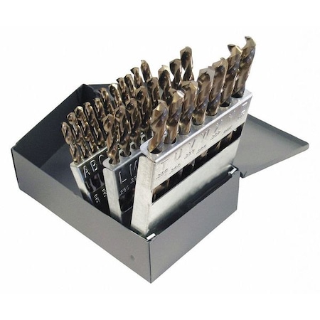 Cleveland 26PC NAS907 Type J Heavy-Duty Cobalt Jobber Drill Set Cleveland 2213 Straw HSS-CO RHS/RHC A - Z C00986