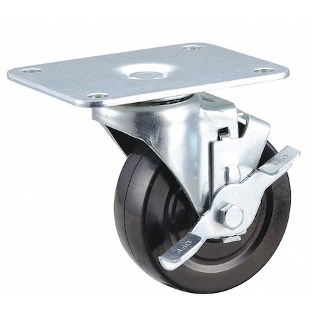 Zoro Select Plate Caster, Swivel, Rubber, 5 1/8"H 435X87