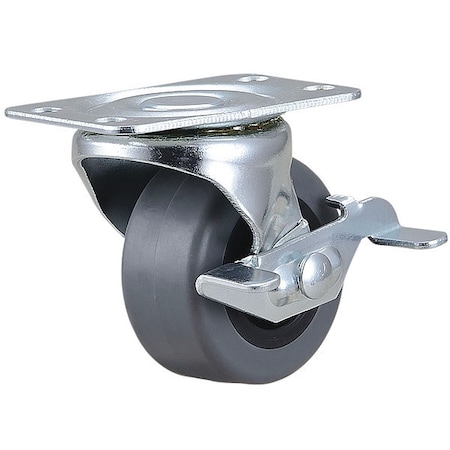 Zoro Select Plate Caster, 2" Wheel Dia., 75 lb., Gray 435X75