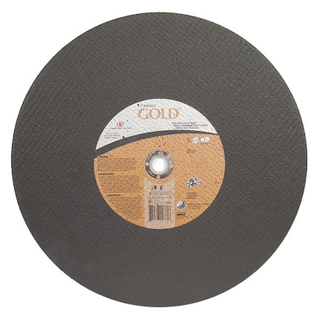 Zoro Select Abrasive Cut-Off Wheel, Type 1, 14 in Dia, 0.125 in Thick, 1 in, 20 mm Arbor Hole Size, 24 Grit 66252850591