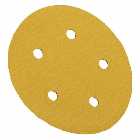 Zoro Select Hook-and-Loop Sanding Disc, 5" Dia, 5 Hole, Aluminum Oxide, 80 Grit, Coated Type, C0712DO 78072775470