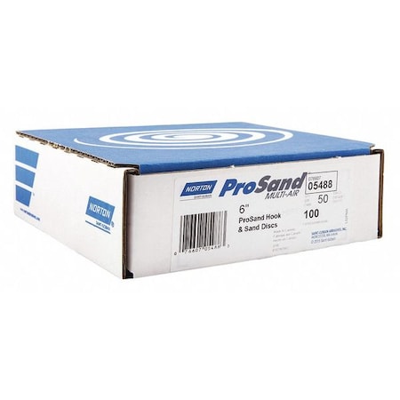 Norton Abrasives Hook-and-Loop Sanding Disc, 6" Dia, Multi-Hole, Ceramic Alumina, P100 Grit, Coated Type 07660705488