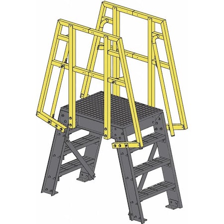 Fibergrate Crossover Bridge, 38 in Platform Ht, FRP Composite, 500 lb Load Capacity, 3 Steps 866129.01