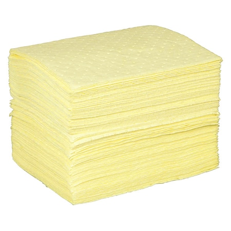 Condor Sorbent Pad, 26 gal, 15 in x 19 in, Harsh Chemicals, Yellow, Polypropylene 436M80