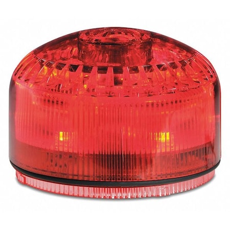 Federal Signal Beacon Warning Sounder Light, Red, 3 29/32 in Lens Dia., 2 7/16 in Height, Polycarbonate Lens, Wire SLM500R