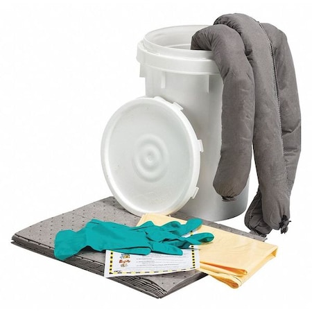 Brady Spill Kit, 5 gal Volume Absorbed per Kit, 6 1/2 gal Capacity, Bucket, White, 16 436N01