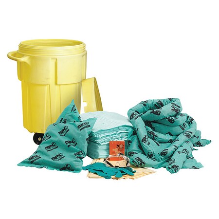 Brady Spill Kit, 38 gal Volume Absorbed per Kit, 55 gal Capacity, Drum, Yellow, 70 SKH-55-LW
