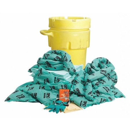 Brady Spill Kit, 75 gal Volume Absorbed per Kit, 95 gal Capacity, Drum, Yellow, 151 SKH-95W
