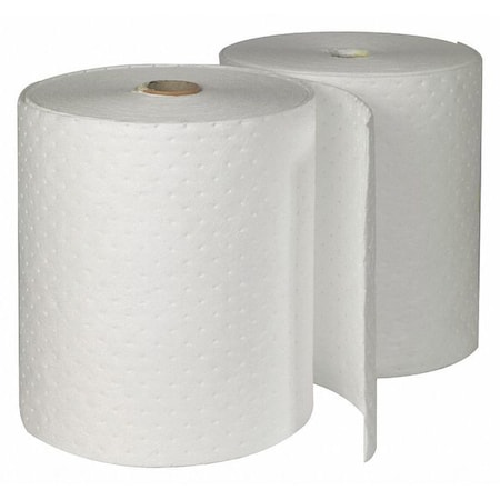 Brady Sorbent Roll, 70 gal, 19 in x 144 ft, Oil, White, Polypropylene SPC152