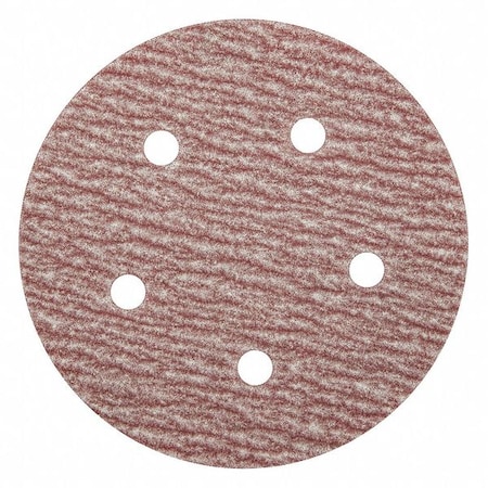 Zoro Select Hook-and-Loop Sanding Disc, 5" Dia, 5 Hole, Aluminum Oxide, 180 Grit, Coated Type, B0912DO 05539520311