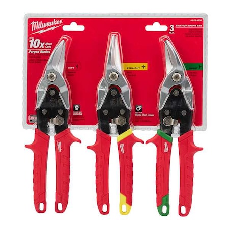 Milwaukee Tool 10 in. x 2 in. Left/Right/Straight Aviation Snip (3-Piece) 48-22-4533