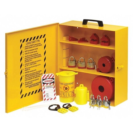Zoro Select Lockout Station, Black/Yellow, 16" H 437R81