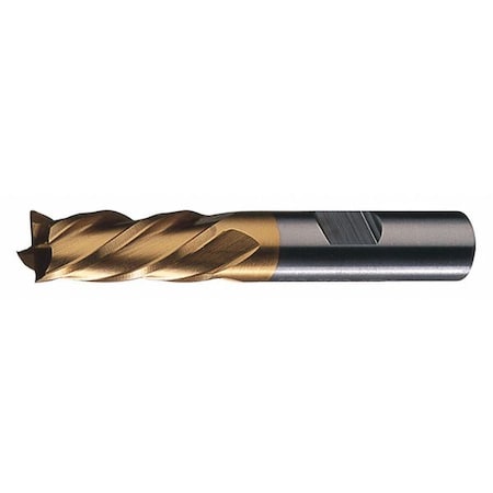 Cleveland 4-Flute HSS Left-Hand Helix & Cut CC Square Single End Mill CTD HG-4LL-TN TiN 3/8x3/8x3/4x2-1/2 C33613