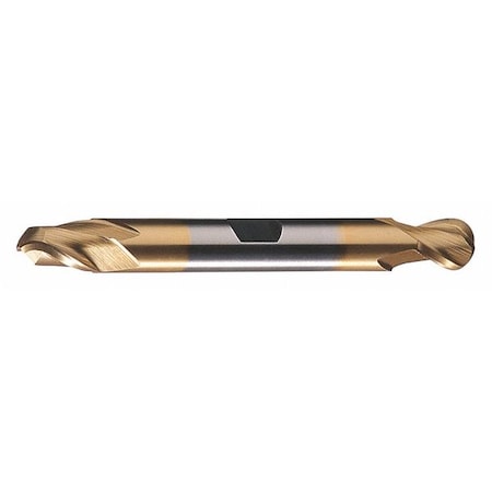Cleveland 2-Flute HSS Ball Nose Double End Mill Cleveland HD-2B-TN TiN 13/32x1/2x13/16x4-1/8 C39151