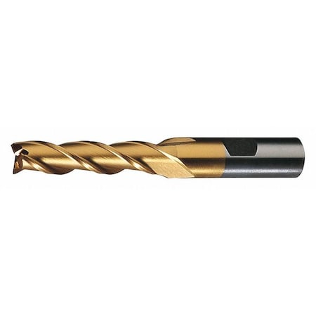 Cleveland 3-Flute HSS Center Cutting Square Single End Mill Cleveland HG-3-TN TiN 7/8x7/8x1-7/8x4-1/8 C39688