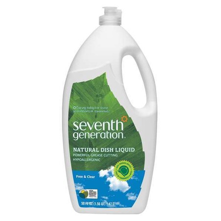 Seventh Generation 22724 Natural Dishwashing Liquid, Free & Clear, Jumbo 50 oz Bottle (Case of 6)