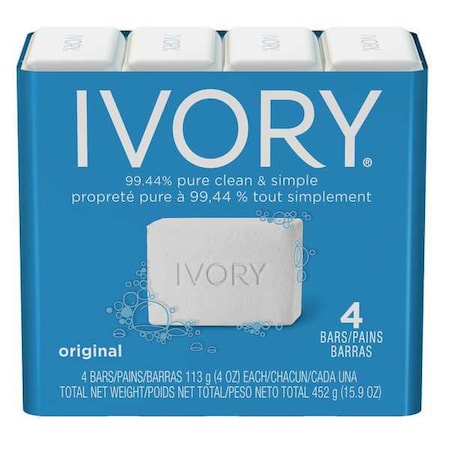 Ivory Body Soap, Fresh, White, 4 oz, Deodorizing, Wrapped 82757