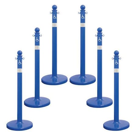Zoro Select 2.5" Diameter Handicapped Stanchion, 6 pk 96465-6