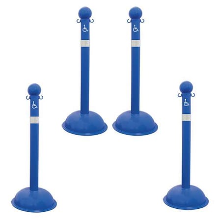 Zoro Select 3" Handicapped Stanchion - Blue (4-pack) 99965-4