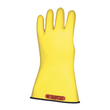 Salisbury Electrical-Insulating Gloves, 1,000V AC, 1,500V DC, Rubber, 11 in Length, Yellow, Size 8 E011BY/8
