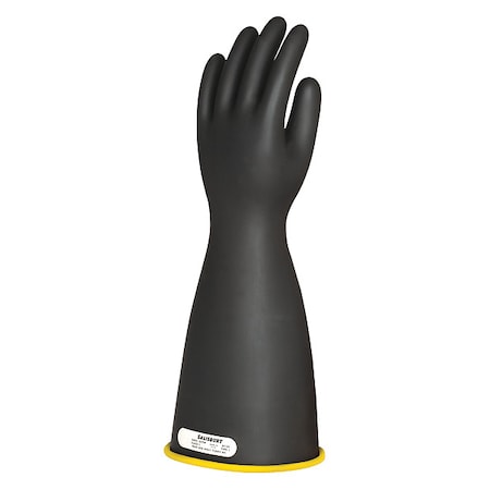 Salisbury Electrical-Insulating Gloves, 7,500V AC, 11,250V DC, Rubber, 16 in Length, Black, Size 12 E116YB/12