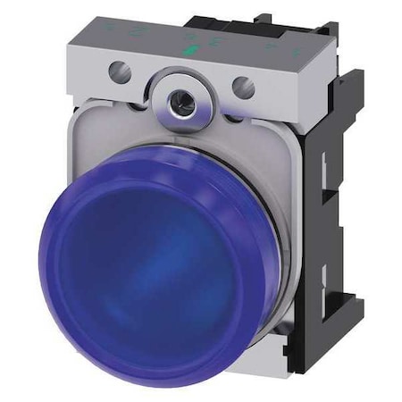 Siemens Pilot Light Complete, Round Shape, Blue 3SU1153-6AA50-1AA0