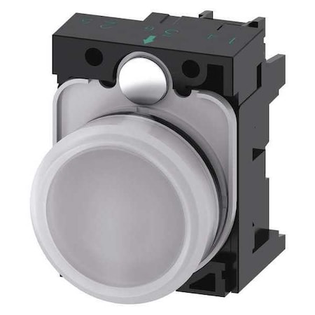 Siemens Pilot Light Complete, Round Shape, White 3SU1102-6AA60-1AA0