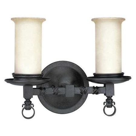 Progress Lighting Santiago 2-Light Bath & Vanity, 100 W, Forged Black P2753-80