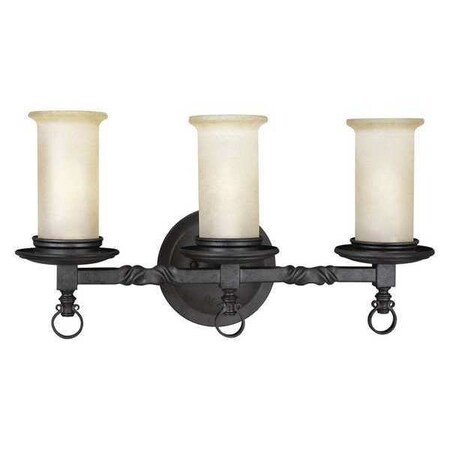 Progress Lighting Santiago 3-Light Bath & Vanity, 100 W, Forged Black P2754-80