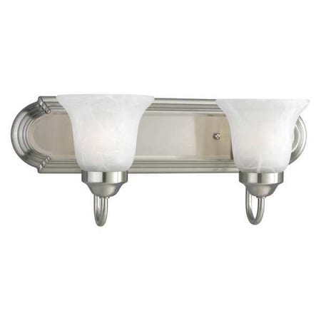 Progress Lighting Alabaster Glass 2-Light Bath & Vanity, 13 W, Brushed Nickel P3052-09EBWB
