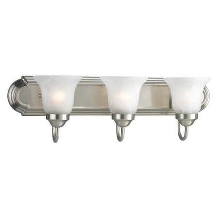 Progress Lighting Alabaster Glass 3-Light Bath & Vanity, 13 W, Brushed Nickel P3053-09EBWB