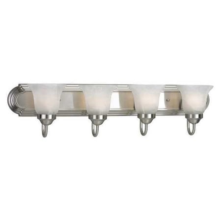 Progress Lighting Alabaster Glass 4-Light Bath & Vanity, 13 W, Brushed Nickel P3054-09EBWB