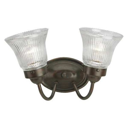 Progress Lighting Economy Fluted Glass 2-Light Bath, 100 W, Antique Bronze P3288-20