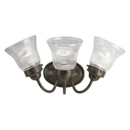 Progress Lighting Economy Fluted Glass 3-Light Bath, 100 W, Antique Bronze P3289-20