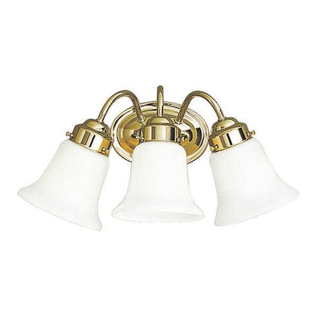 Progress Lighting Opal Glass 3-Light Bath Bracket, 100 W, Polished Brass P3375-10